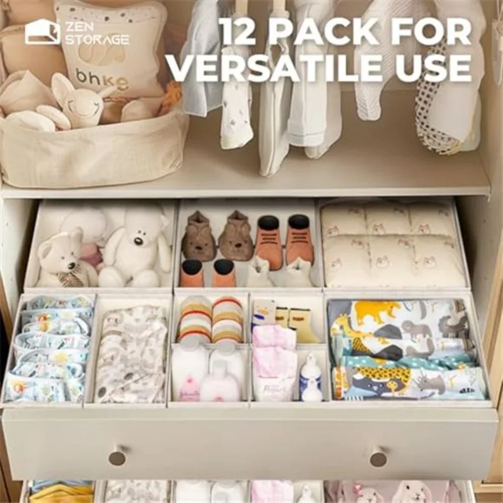 drawer organizer baby clothes storage bins nursery dresser dividers 12 pack
